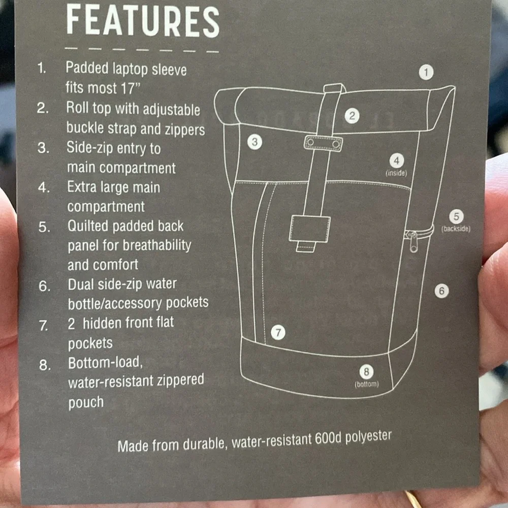 ORIGAUDIO Lightweight, XL Capacity, roll top backpack